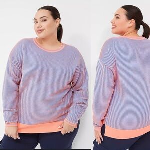 NWT LIVI ACTIVE Lane Bryant Atheleisure Crewneck Ottoman Sweater in Fusion Coral